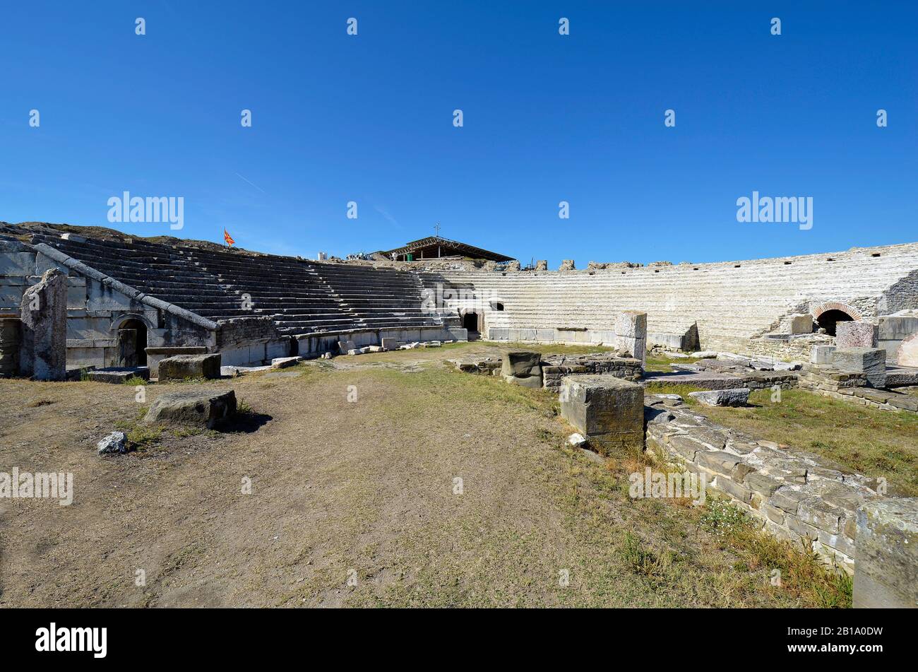 Macédoine du Nord ancienne ARYM, amphithéâtre dans l'ancien village romain de Stobi Banque D'Images