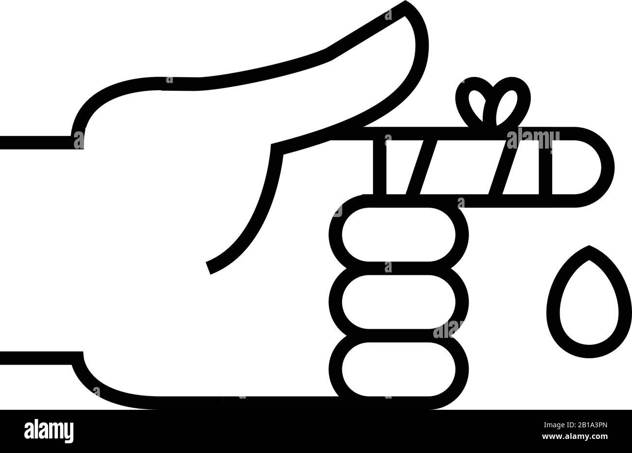 Icône de ligne de doigt de coupe, signe de concept, illustration vectorielle de contour, symbole linéaire. Illustration de Vecteur