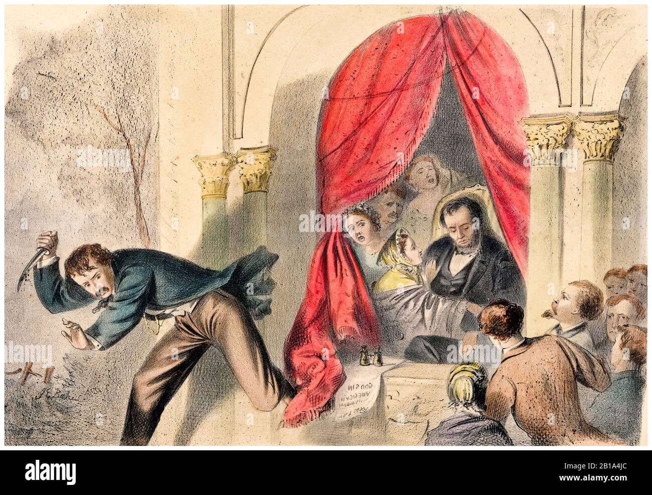 Assassinat du président Lincoln le 14 avril 1865, imprimé par Joseph Edward Baker, vers 1865 Banque D'Images