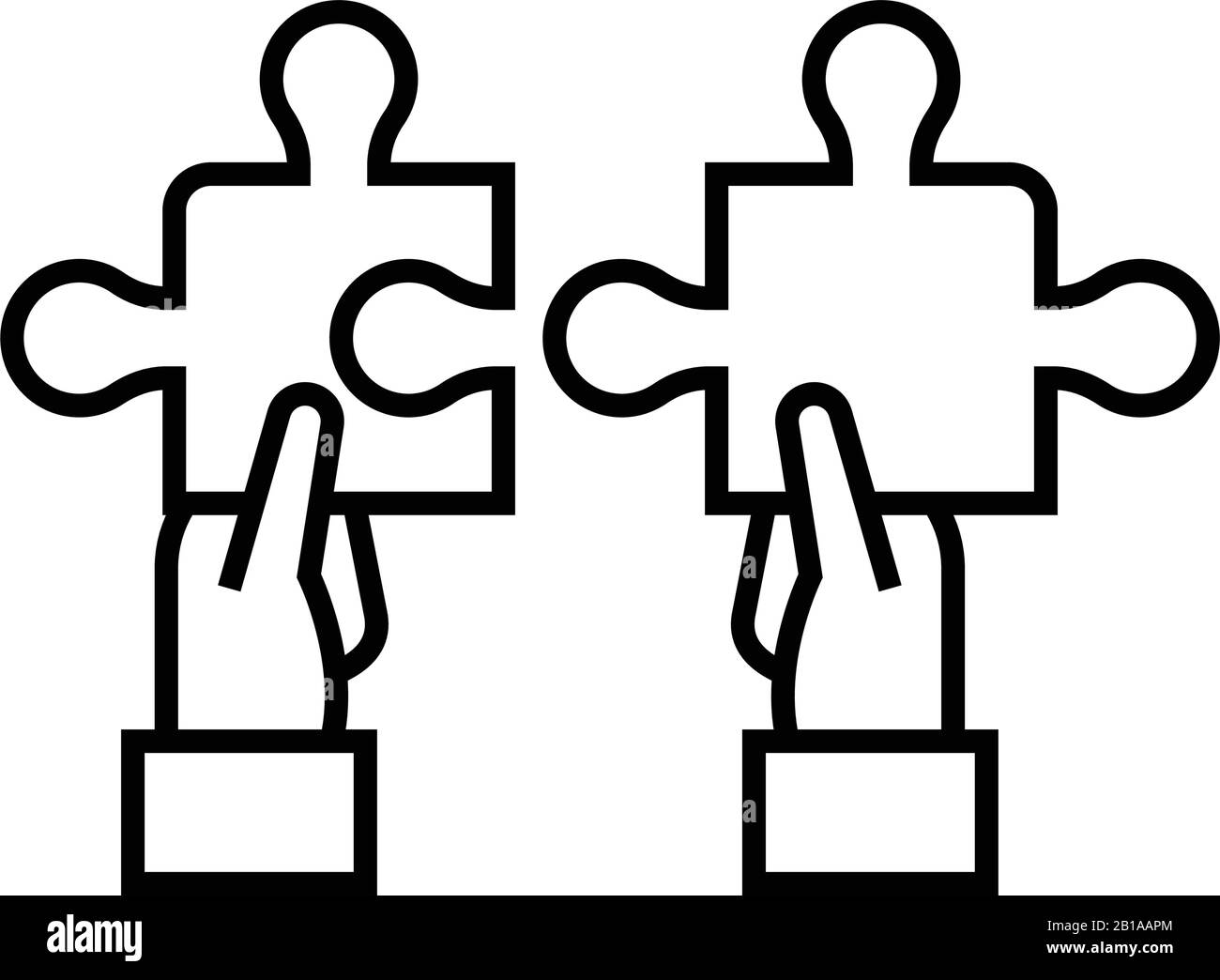Connecter l'icône de la ligne de puzzle, le signe de concept, l'illustration vectorielle de contour, le symbole linéaire. Illustration de Vecteur