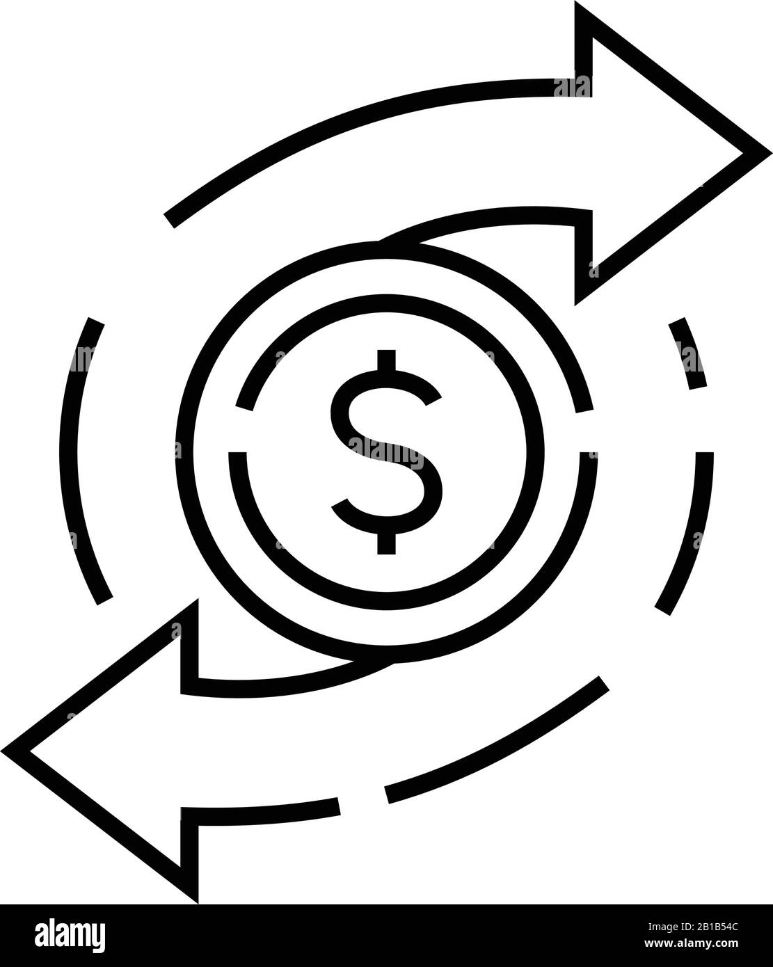 Icône de ligne d'échange de devises, signe concept, illustration vectorielle, symbole linéaire. Illustration de Vecteur