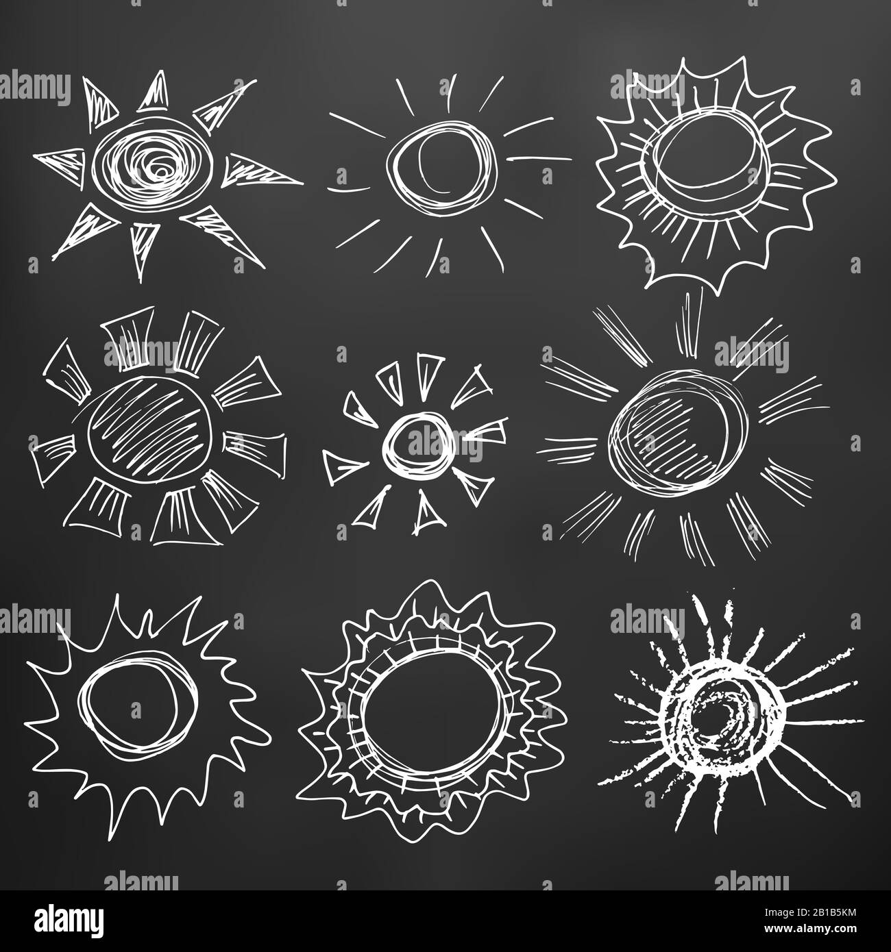 Dessins pour enfants. Éléments pour la conception de cartes postales, fonds, emballages. Impression de vêtements. Dessiner de la craie sur une planche noire. Dim Illustration de Vecteur