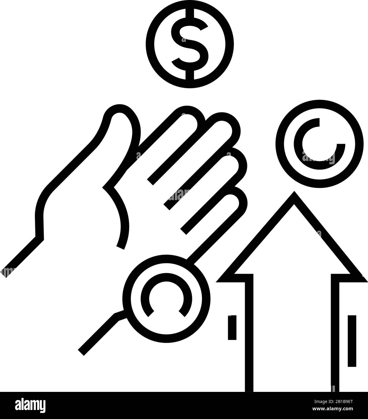 Icône de ligne de croissance de la devise, signe concept, illustration vectorielle, symbole linéaire. Illustration de Vecteur