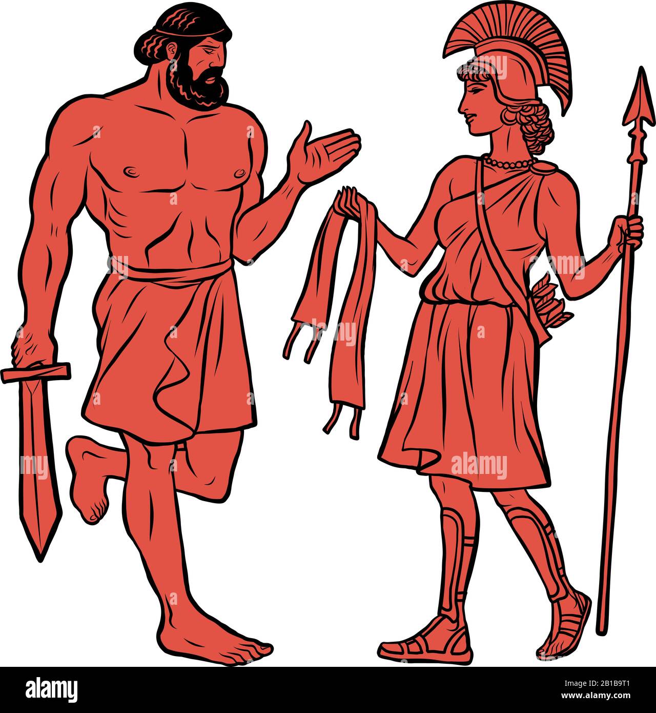 Obtenir la ceinture d'Hippolyta, Reine des amazones. 12 travaux d'Hercule Héraclès Illustration de Vecteur