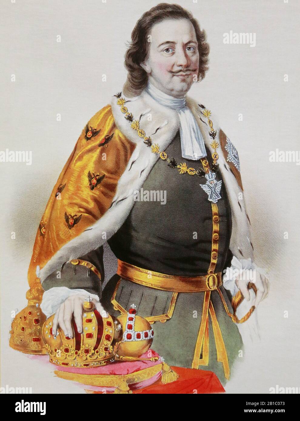 L'empereur russe Pierre I. Peinture par I. Borel, XIXe siècle. Banque D'Images