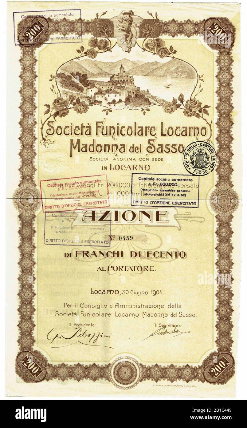 Funicolor Locarno–Madonna Del Sasso 1904. Banque D'Images