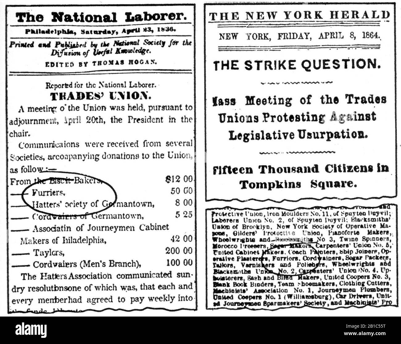 Fureur dans l'Union Furriers, Philadelphie, 1836. Banque D'Images