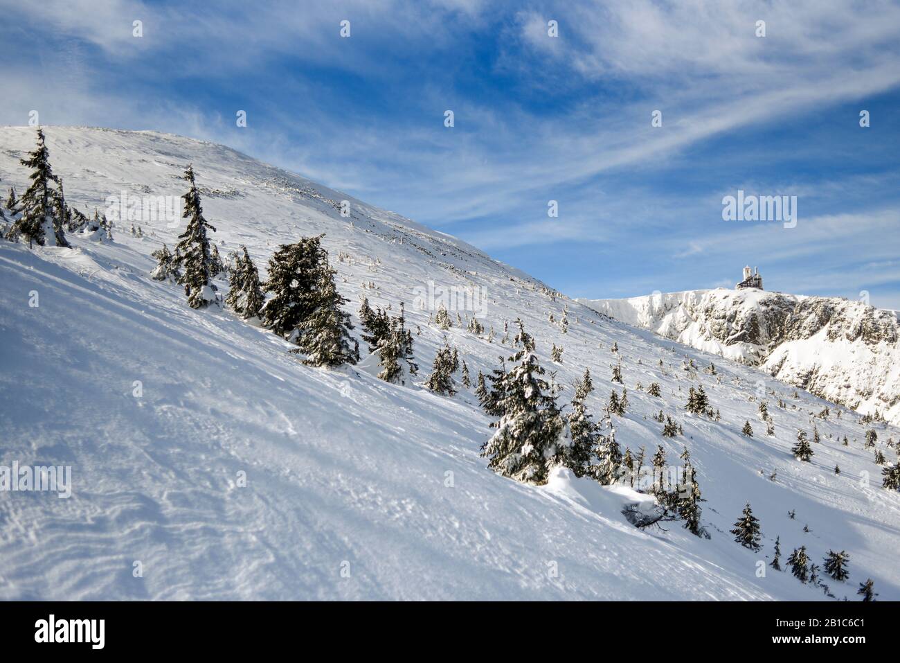 Paysage de montagne d'hiver dans les montagnes de Karkonosze. Banque D'Images