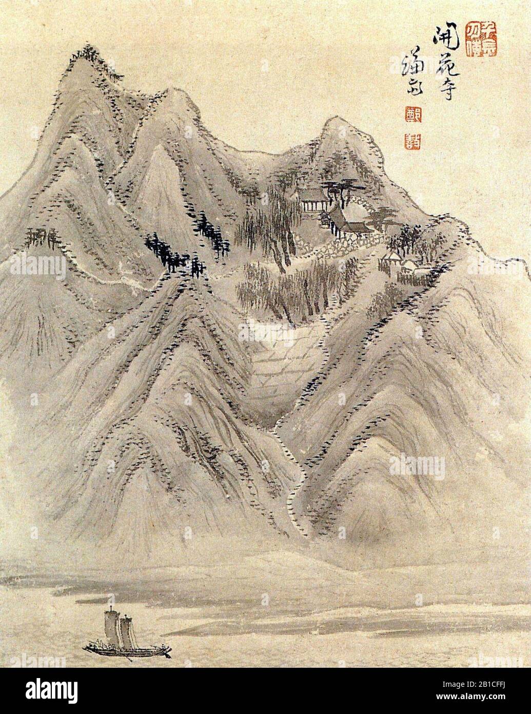 Temple de Gaehwasa par Jeong Seon. Banque D'Images Temple de Gaehwasa par Jeong Seon. Banque D'Images