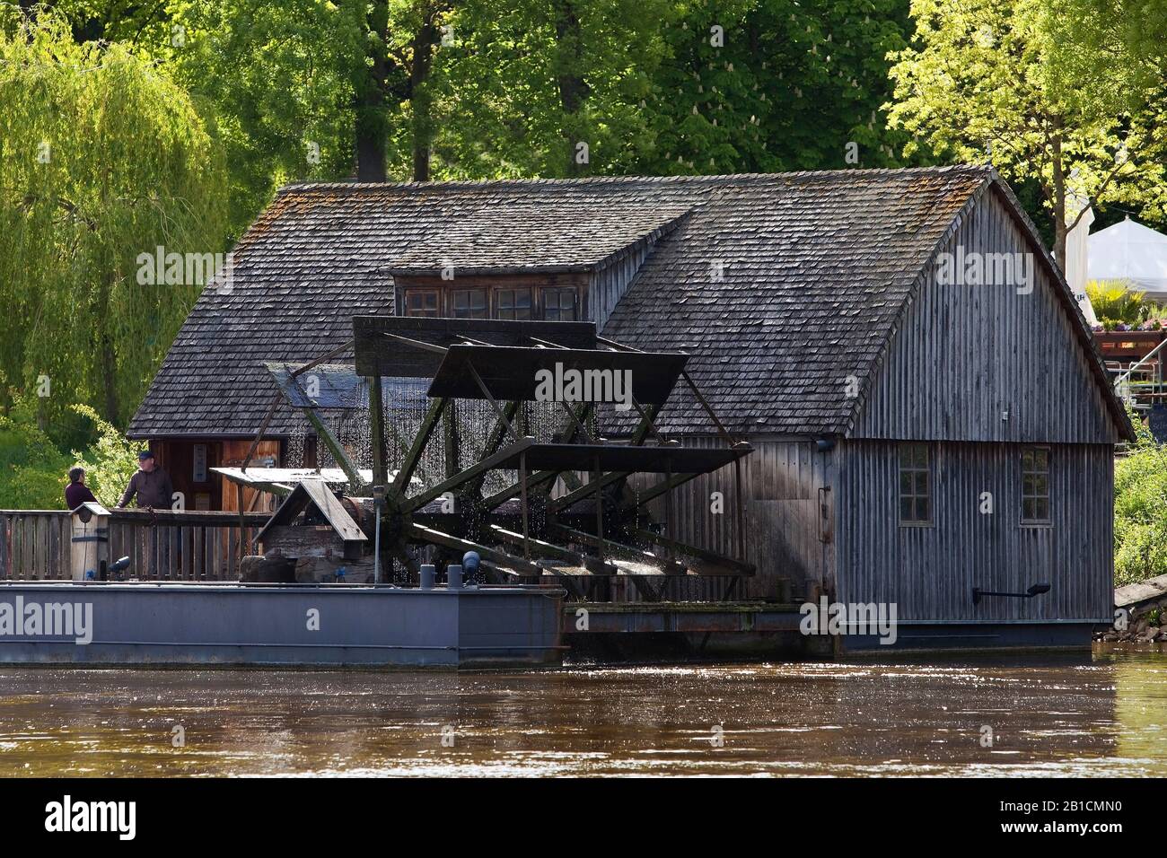 Mill schiffmuehle sur la rivière Weser, Allemagne, Rhénanie-du-Nord-Westphalie, Westphalie de l'est, Minden Banque D'Images
