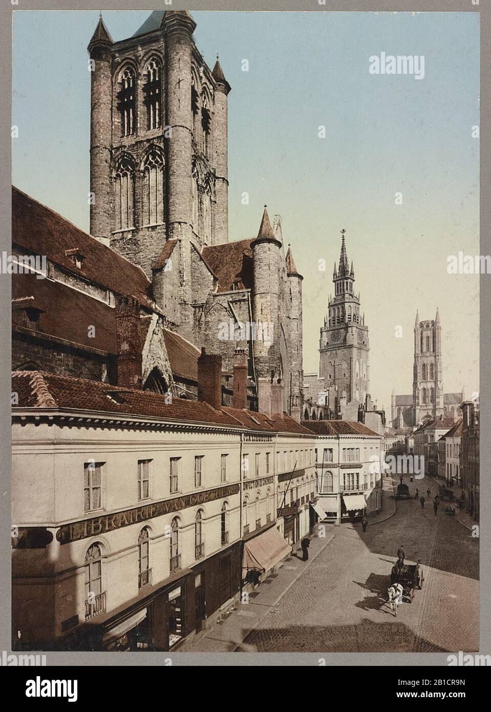 Gand. Le Beffroi. L'Église de Saint Nicolas et Bavon Banque D'Images