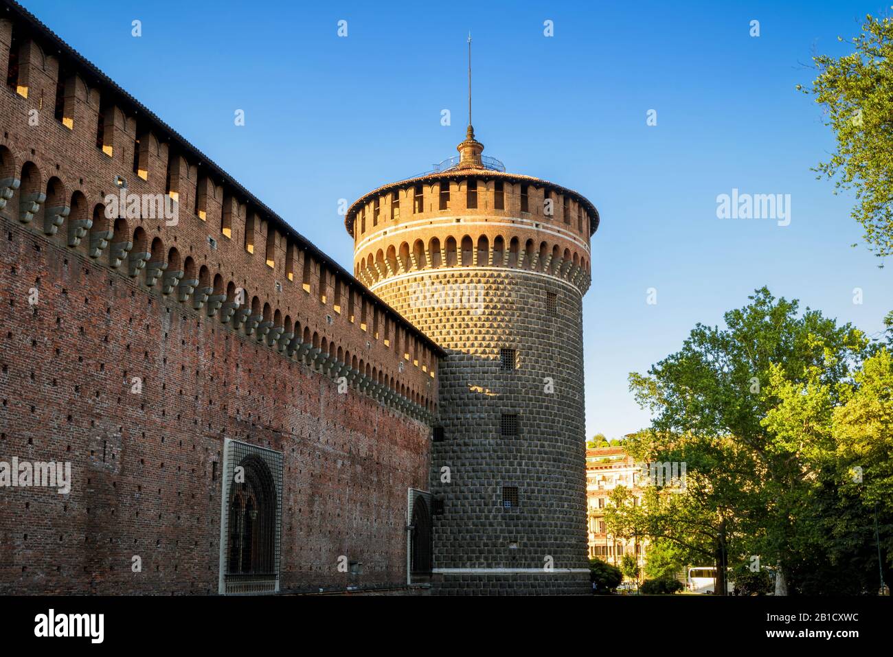 Sforza Castel (Castello Sforzesco) À Milan, Italie. Ce château a été construit au XVe siècle par Francesco Sforza, duc de Milan. Banque D'Images