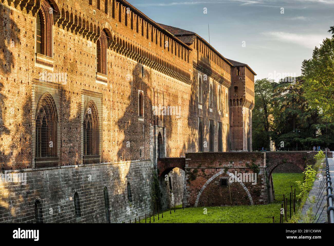 Sforza Castel (Castello Sforzesco) À Milan, Italie. Ce château a été construit au XVe siècle par Francesco Sforza, duc de Milan. Banque D'Images