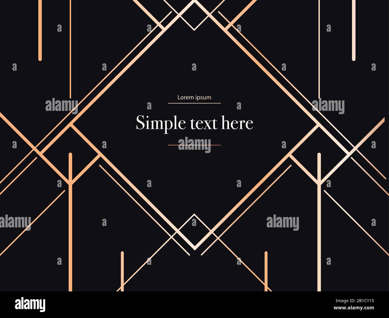 Modèle Art déco Design avec espace de copie affiche vectorielle vintage dans le style gatsby en or et en noir Banque D'Images