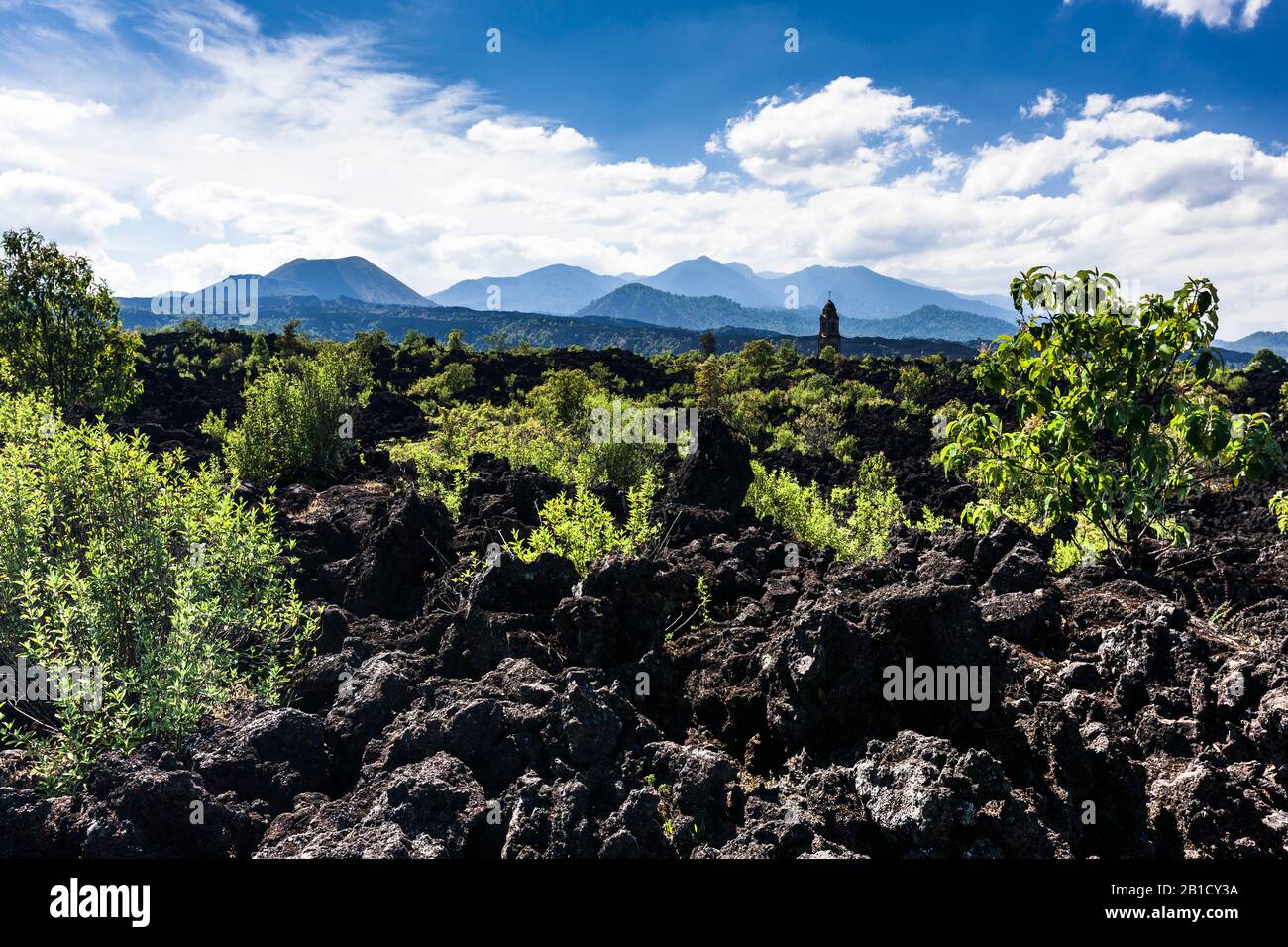 Le volcan Paricutin, et le champ de Lava, état de Michoacan, Mexique, Amérique centrale Banque D'Images