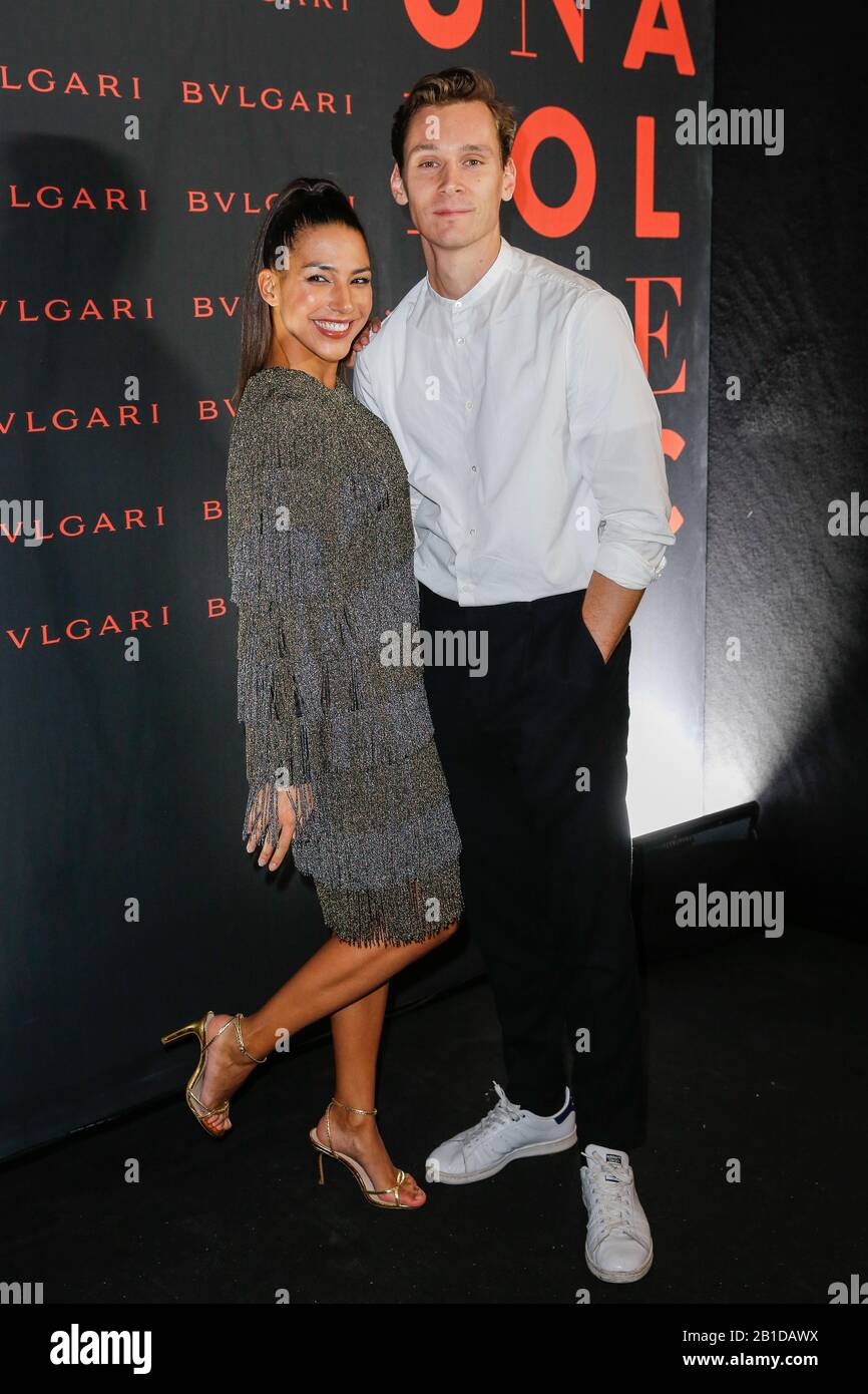 Berlin, Allemagne. 23 février 2020. 70ème Berlinale, BVLGARI x Constantin Film Party Party: Amy Mußul et ami Rick Okon au BVLGARI x Constantin Film Party dans l'Arena Berlin. Le Festival International du Film a lieu du 20.02 au 01.03.2020. Crédit: Gerald Matzka/dpa-Zentralbild/ZB/dpa/Alay Live News Banque D'Images