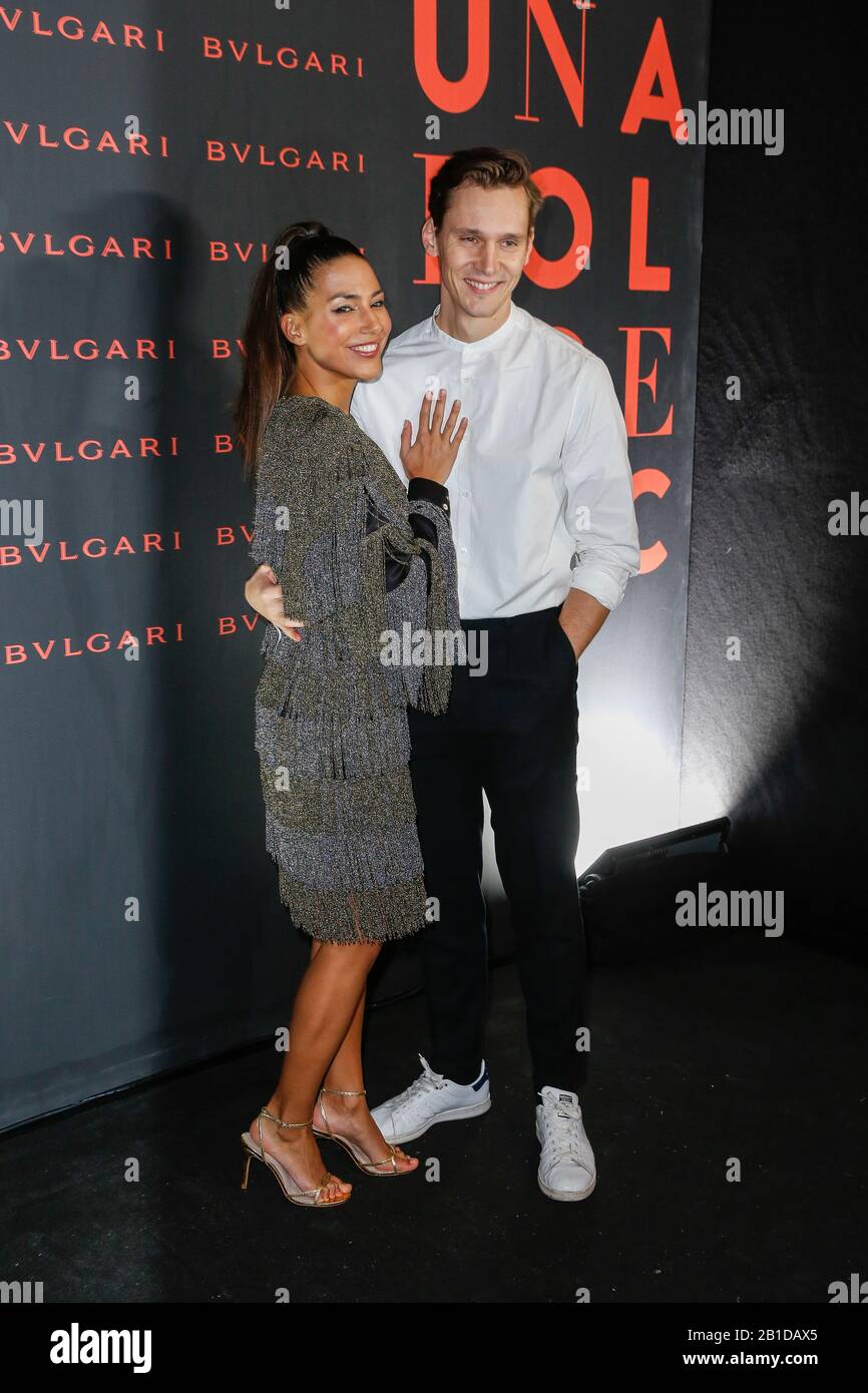 Berlin, Allemagne. 23 février 2020. 70ème Berlinale, BVLGARI x Constantin Film Party Party: Amy Mußul et ami Rick Okon au BVLGARI x Constantin Film Party dans l'Arena Berlin. Le Festival International du Film a lieu du 20.02 au 01.03.2020. Crédit: Gerald Matzka/dpa-Zentralbild/ZB/dpa/Alay Live News Banque D'Images