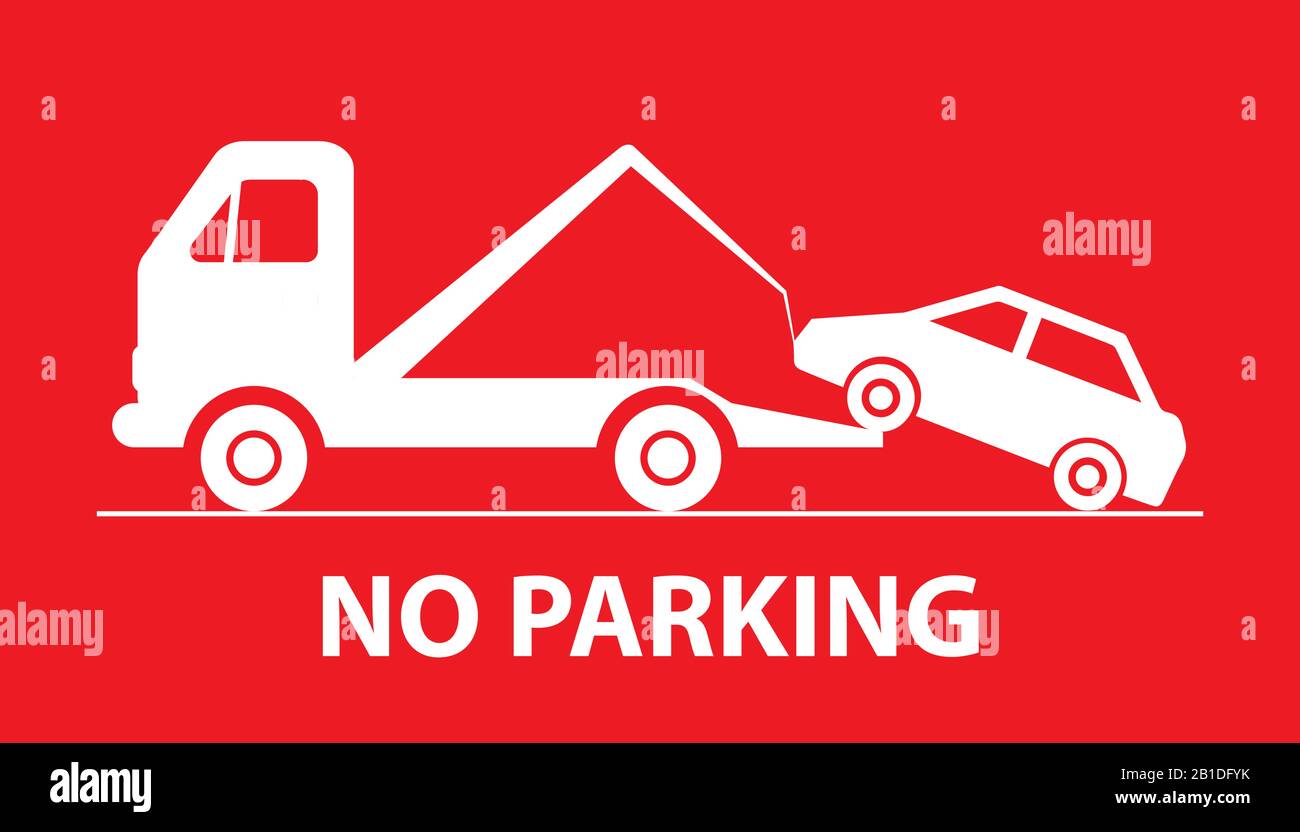 Panneau de signalisation, pas de panneau d'avertissement de stationnement, panneau de zone de remorquage, Illustration de Vecteur