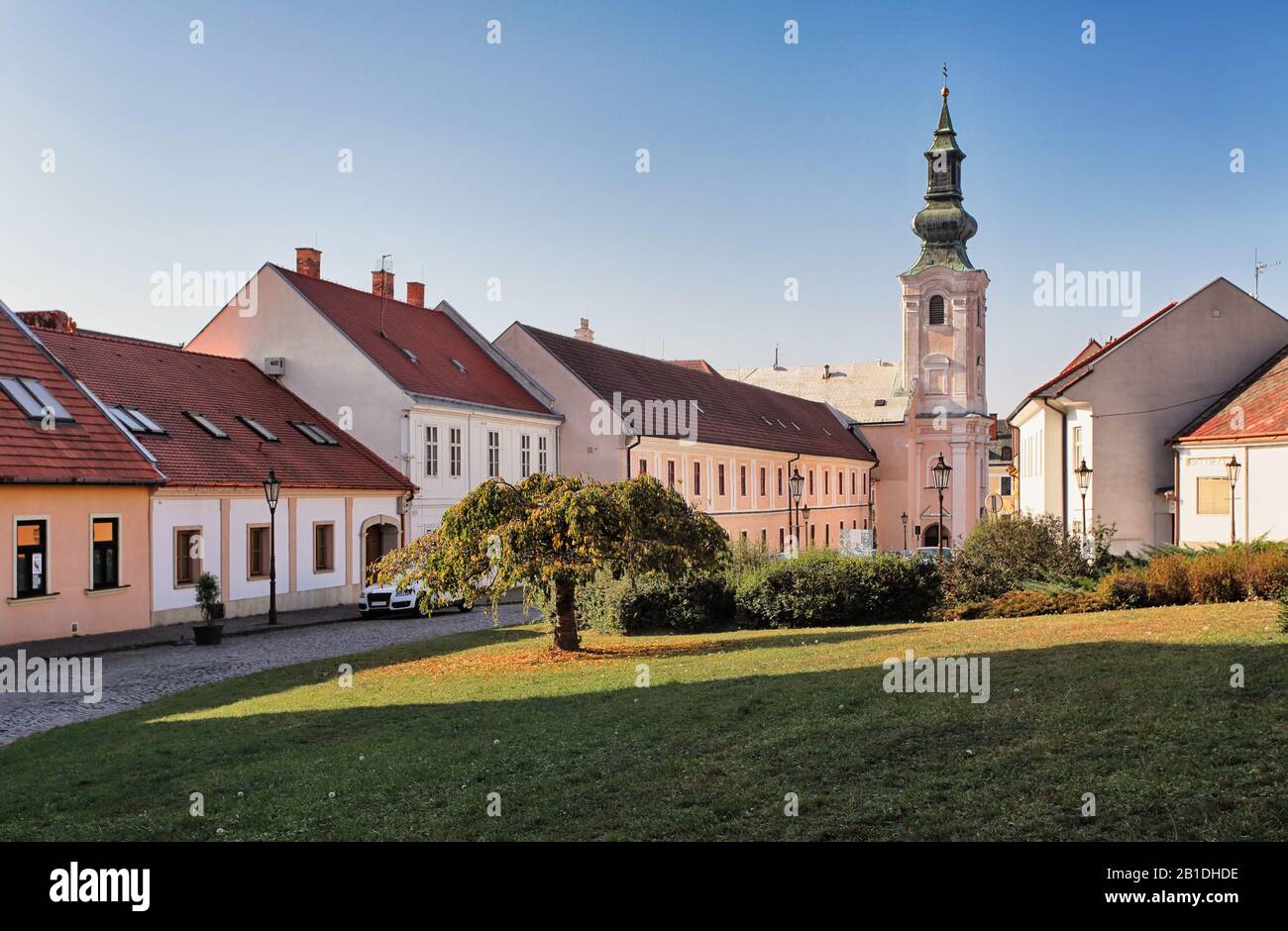Vieille ville de Nitra - place Pribina, Slovaquie Banque D'Images
