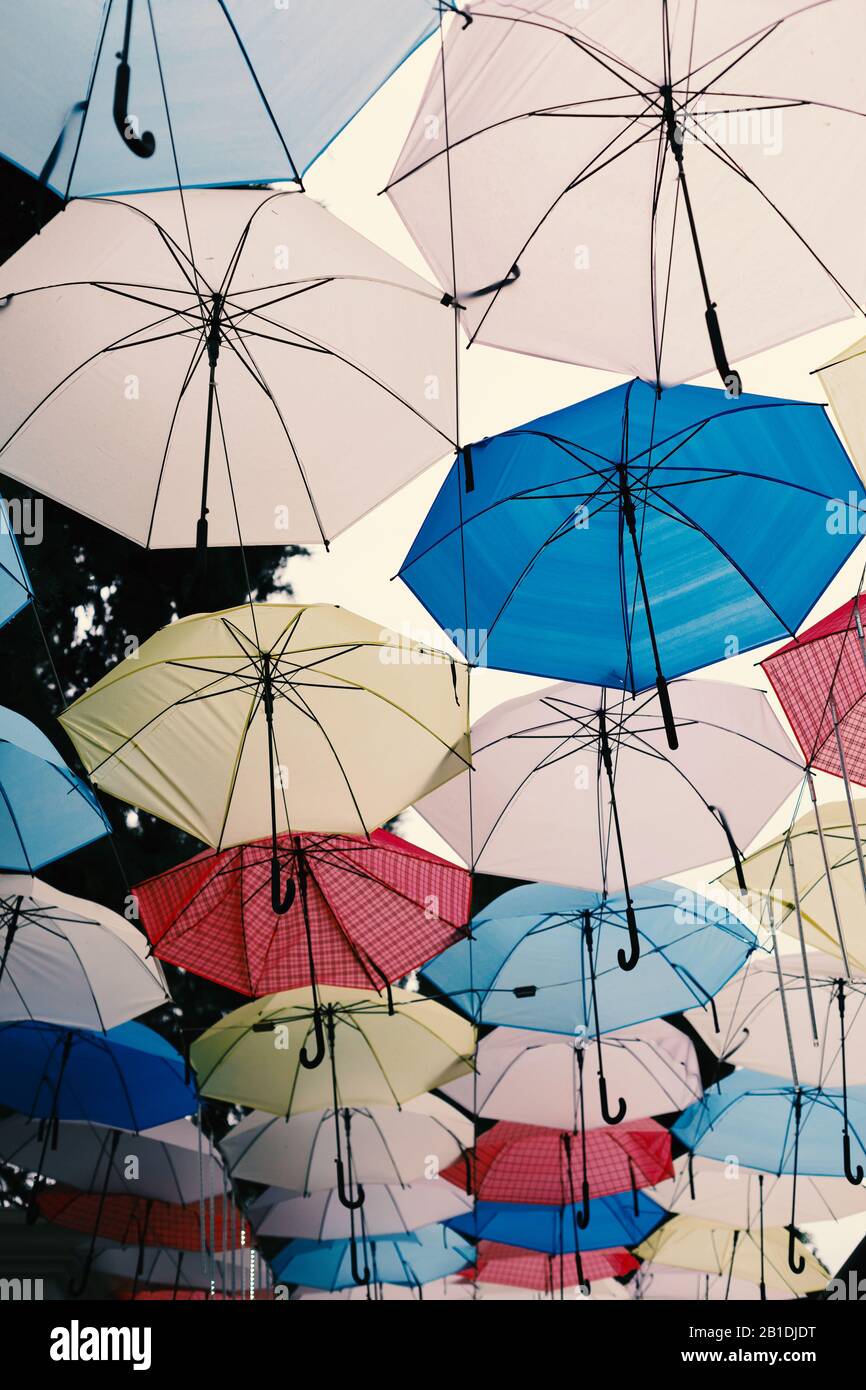 ciel pluvieux, parasol, mary poppins, modèle sans couture, art, rue Banque D'Images