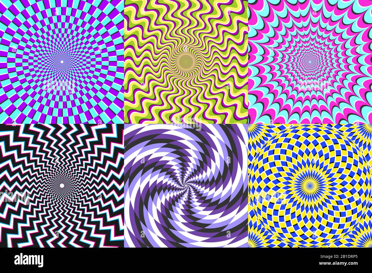 Spirale psychédélique. Illusion optique, spirales d'illusion et illustration vectorielle spirale d'hypnose d'abstraction colorée Illustration de Vecteur