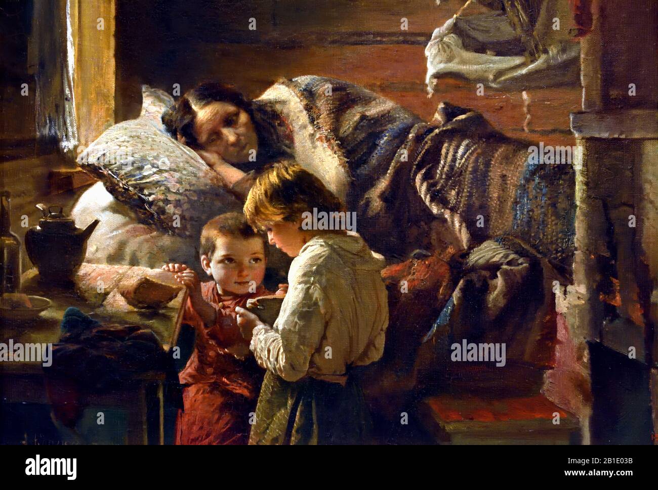 Par un Crust de Pain 1890 Alexei Korzukhin, Russie, Russie, Fédération, ( pauvreté pour de nombreuses familles paysannes en Russie ) Banque D'Images