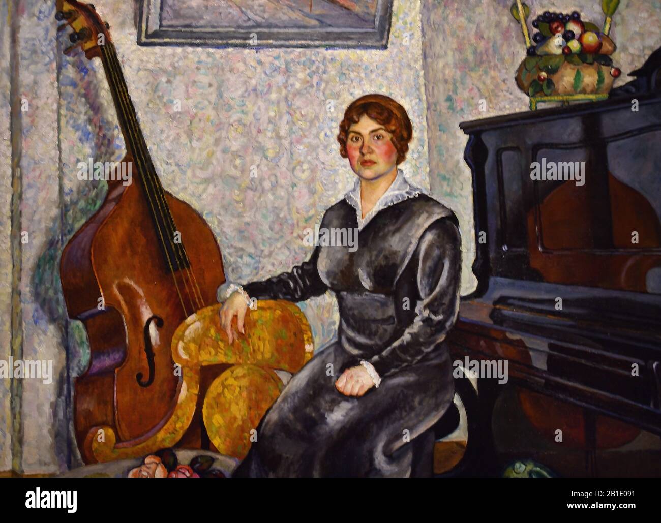 Lady With A Double Bass, 1915 Ilya Mashkov, Russie, Russie, Fédération, Banque D'Images