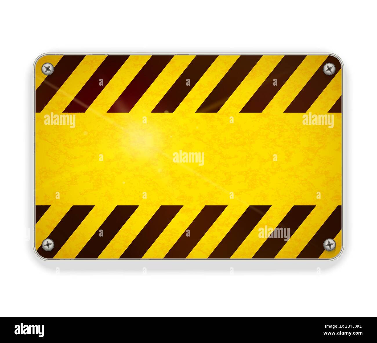 Plaque métallique brillante, modèle d'avertissement sur blanc Illustration de Vecteur