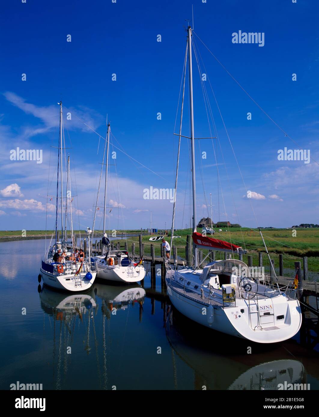 Bateaux À Voile, Hallig Hooge, Mer Du Nord, Schleswig-Holstein, Allemagne Banque D'Images