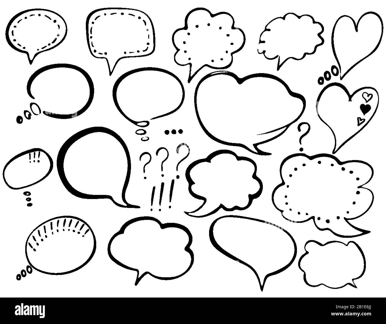 Bulle Vocale. Bulles d'expression peintes à la main pour imprimé t-shirt, prospectus, motif poster. Bulles d'expression noire isolées sur fond blanc. Illustration de Vecteur Bulle Vocale. Bulles d'expression peintes à la main pour imprimé t-shirt, prospectus, motif poster. Bulles d'expression noire isolées sur fond blanc. Illustration de Vecteur