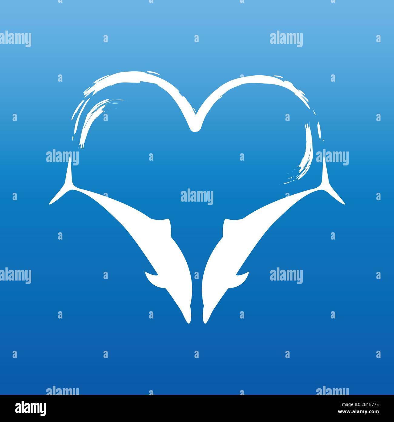 Deux dauphins en forme de coeur sur fond bleu illustration vectorielle EPS10 Illustration de Vecteur
