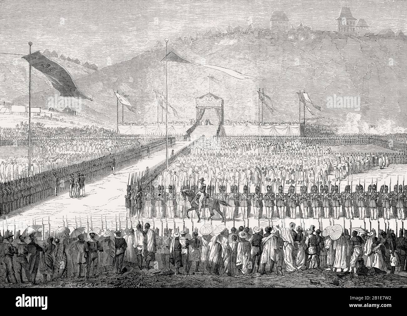 Couronnement du roi Radama II, 1829 – 1863, Royaume de Madagascar Banque D'Images