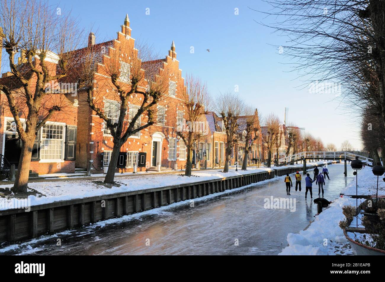Village Sloten en hiver, Pays-Bas, Frise Banque D'Images