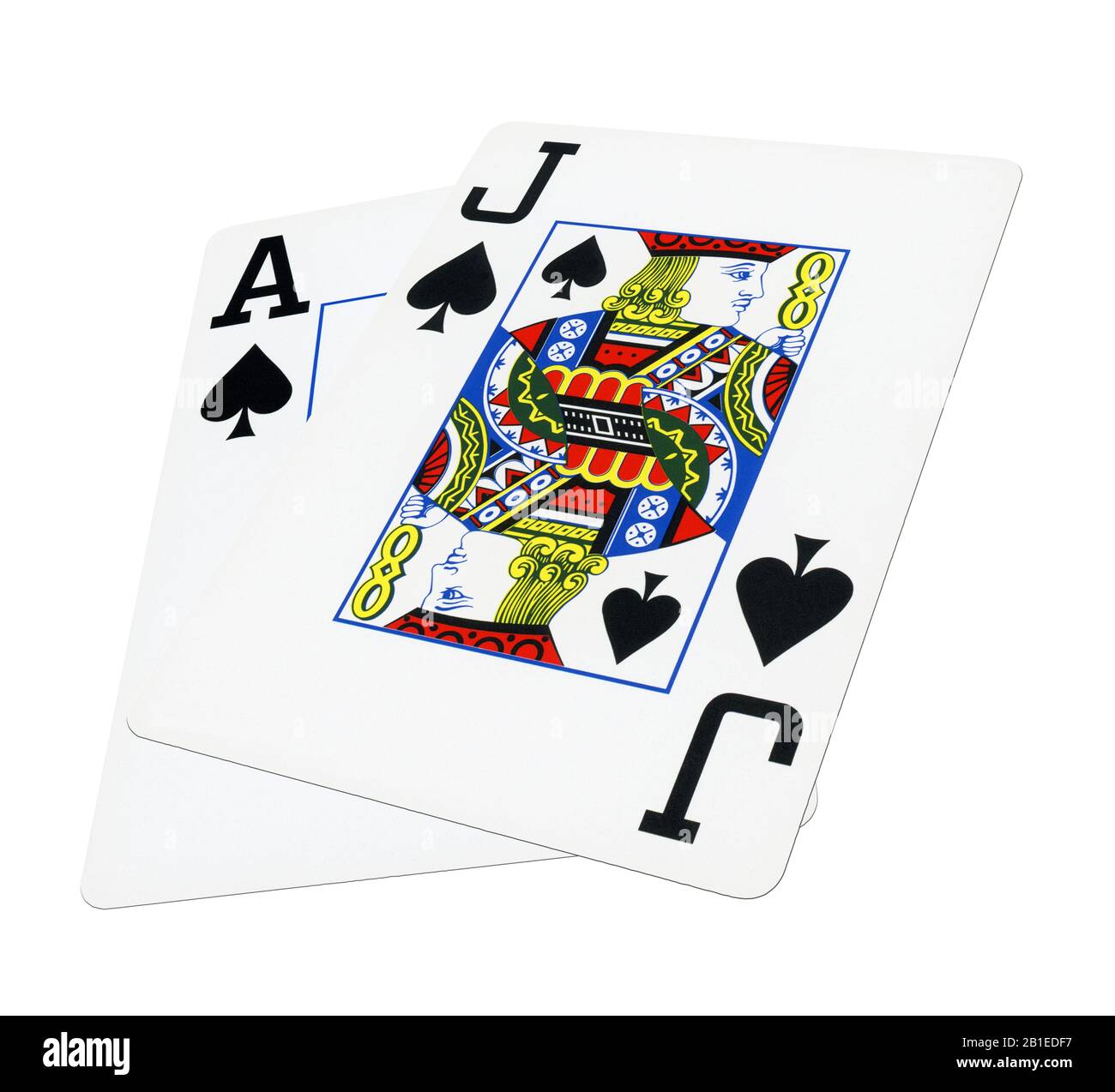 Cartes Blackjack isolé sur fond blanc. Banque D'Images