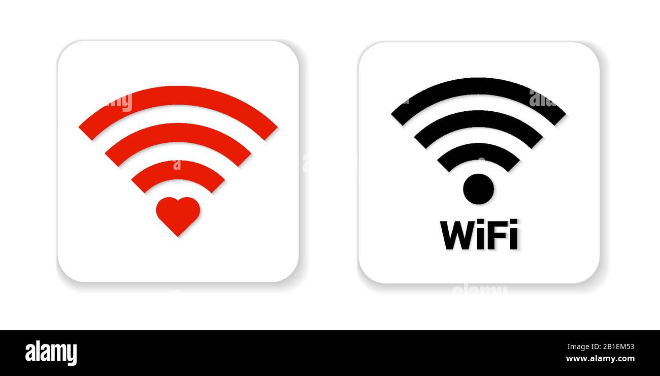 Signal Wi-Fi isolé sur fond blanc. Icône Wi-Fi. Signal rouge Wi-Fi avec ...