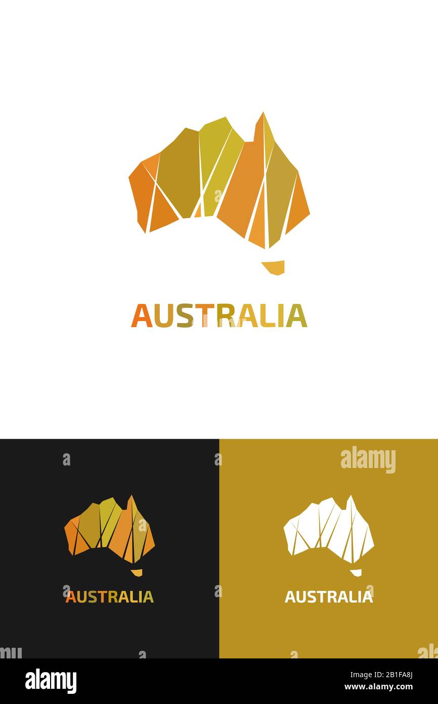 Logo en vue de la carte Contour de l'Australie Illustration de Vecteur