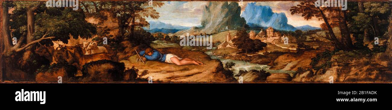 Titien, Tiziano Vecellio, Berger endormi, peinture, 1500-1510 Banque D'Images
