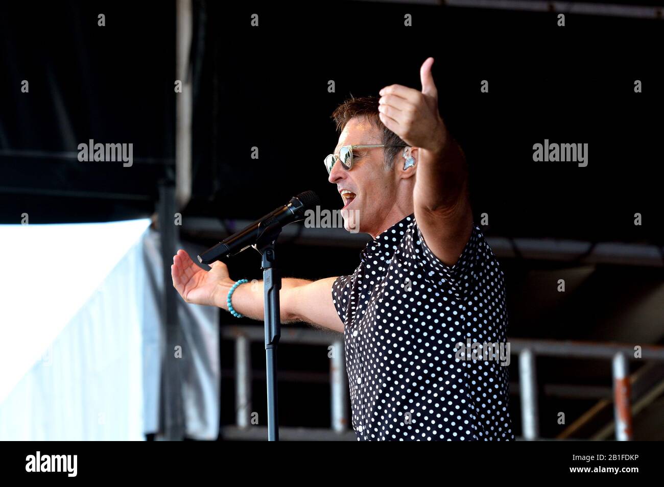 Marti Pellow préformant en direct sur scène, 2019 Boents Park, South Tyneside Music Festival Banque D'Images