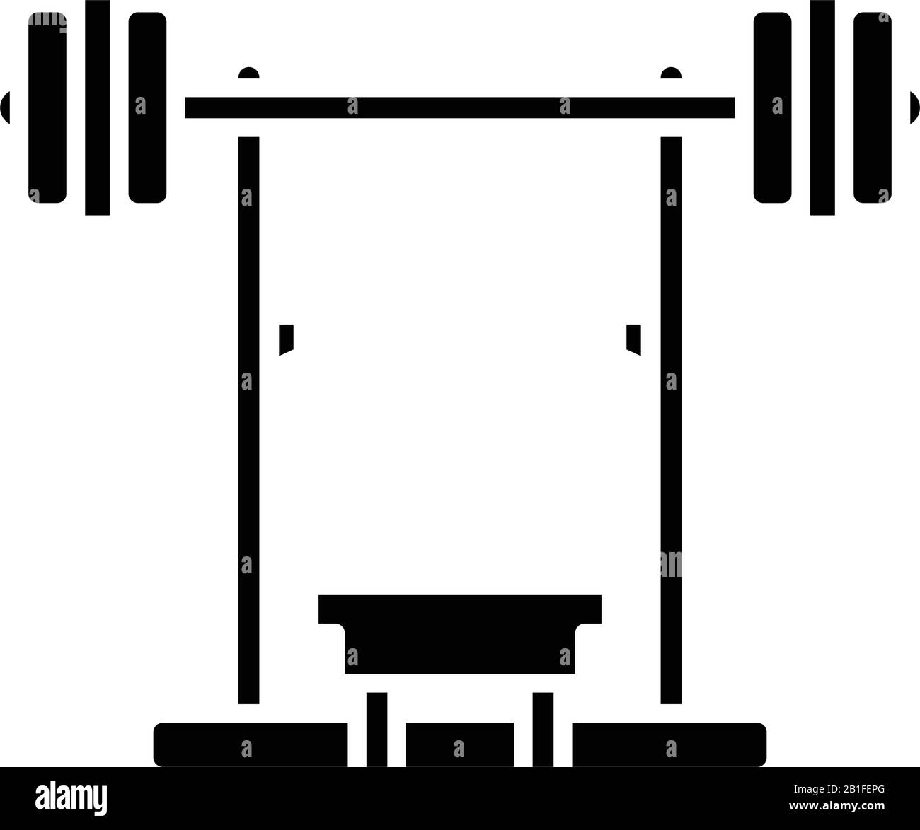 Barbell fitness machine icône noire, illustration de concept, symbole vectoriel plat, signe glyphe. Illustration de Vecteur