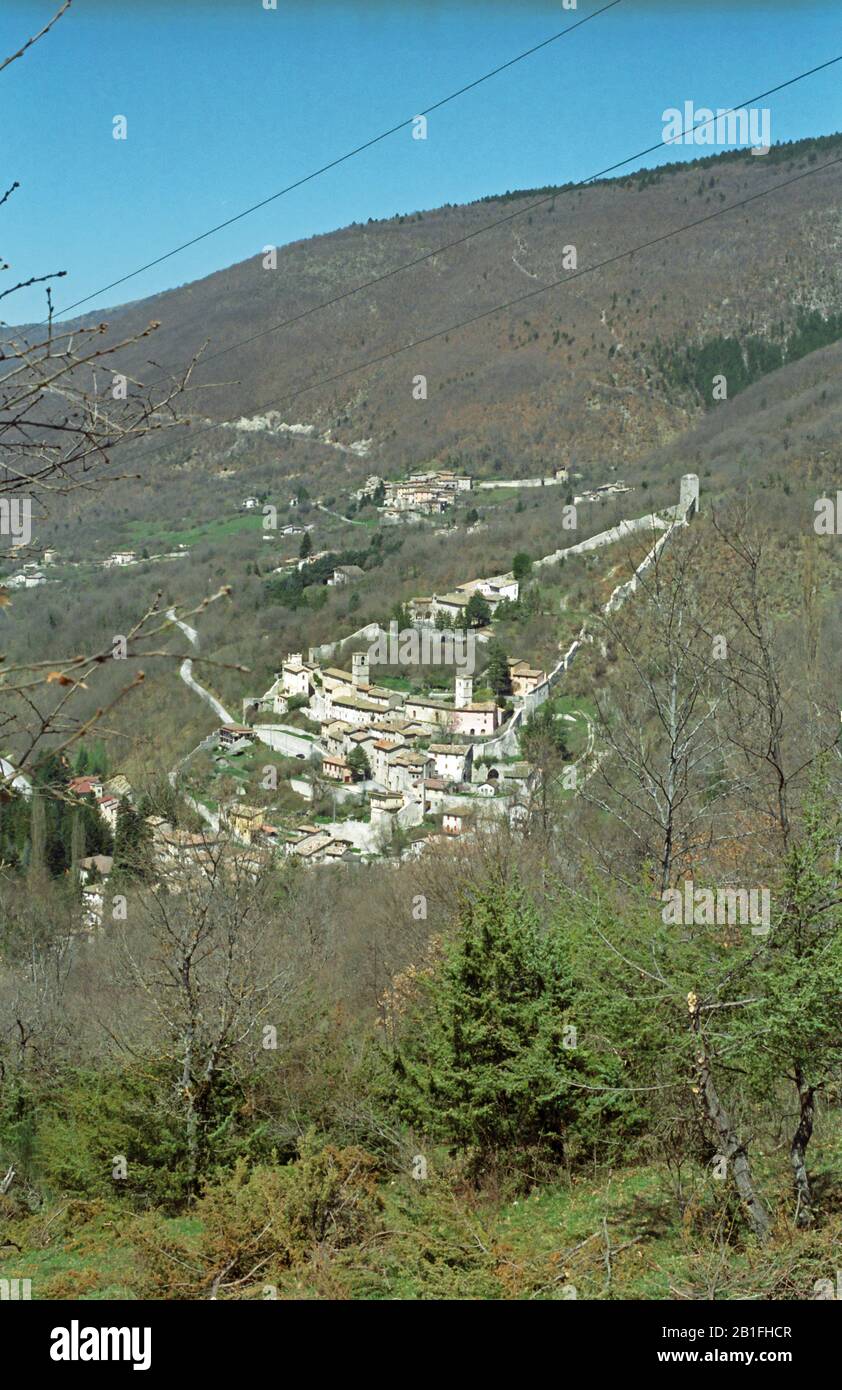 Château,Castelsantangelo sul Nera , italie, vue de dessus,Parc National Sibillini ,Marche,Italie Banque D'Images