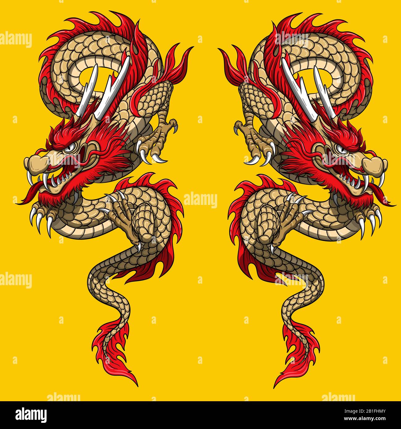 illustration de l'art vectoriel des tatouages de dragon Illustration de Vecteur