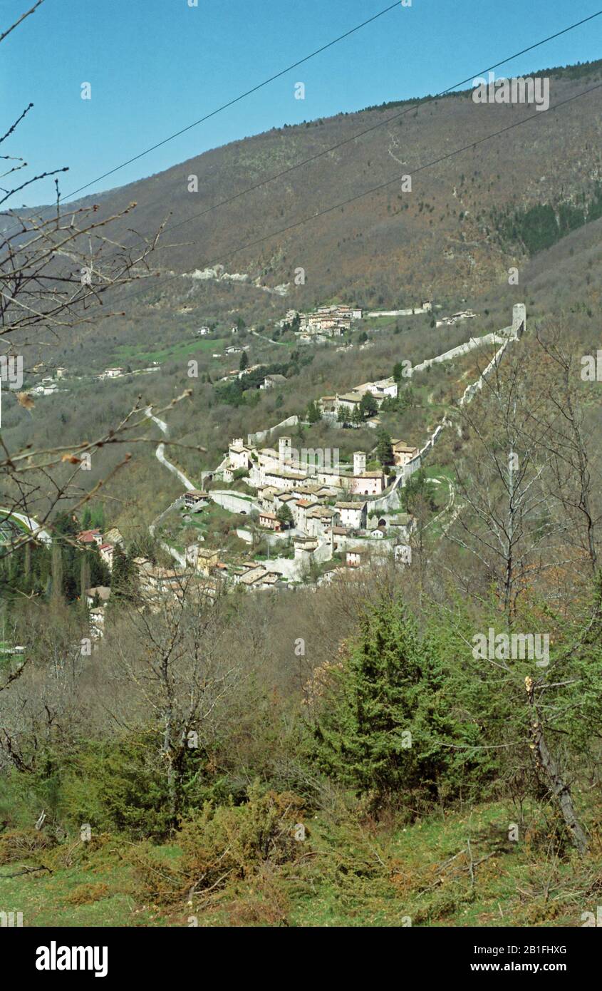 Château,Castelsantangelo sul Nera , italie, vue de dessus,Parc National Sibillini ,Marche,Italie Banque D'Images