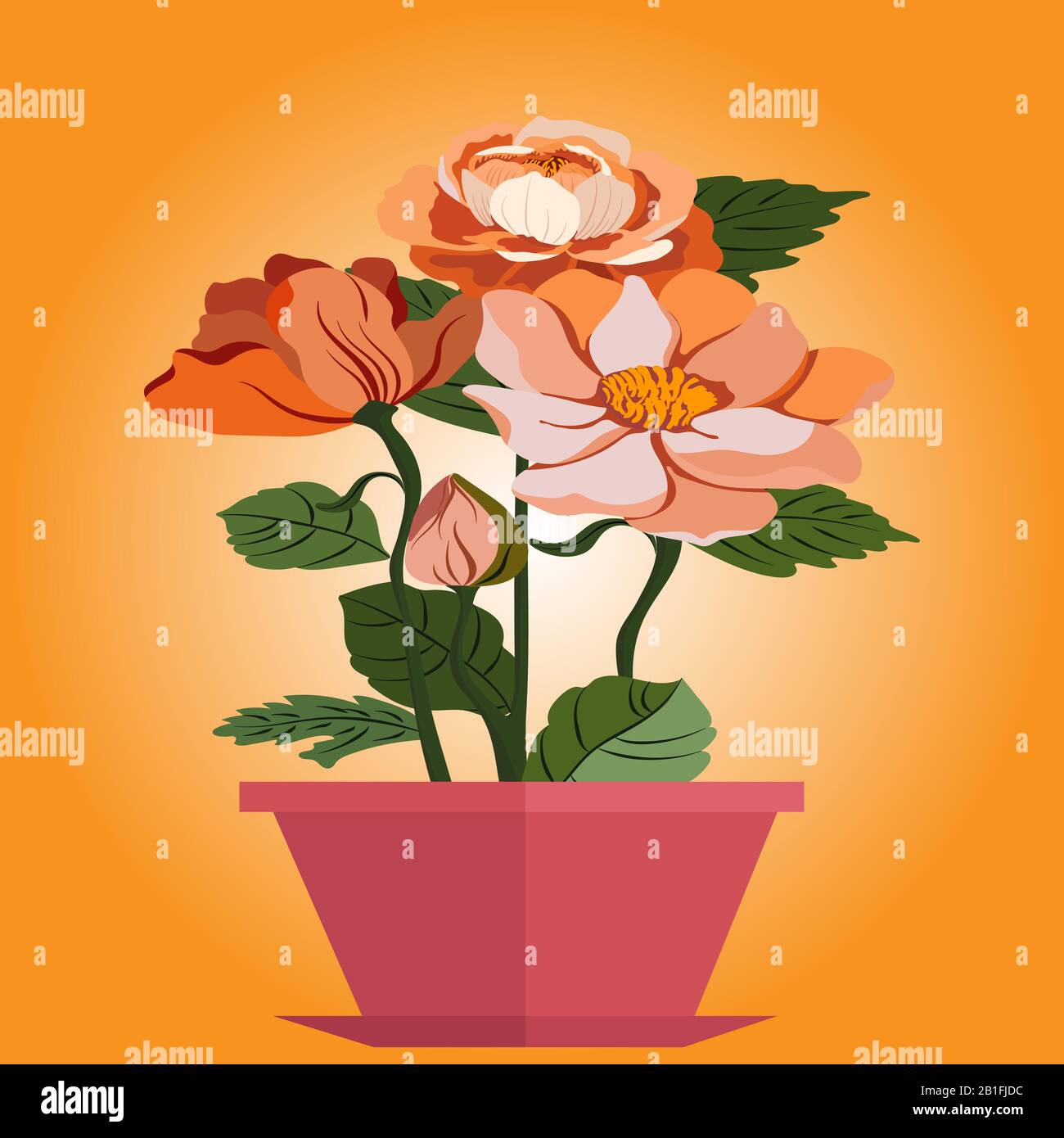 belle fleur et pot illustration art design Illustration de Vecteur