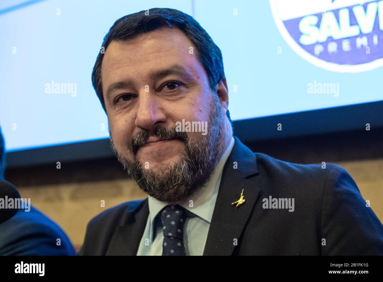 Matteo Salvini, leader du parti politique Lega Nord, parle lors de la  conférence de presse "Coronavirus: Les propositions du parti Lega Nord pour  protéger les familles" à Rome Photo Stock - Alamy