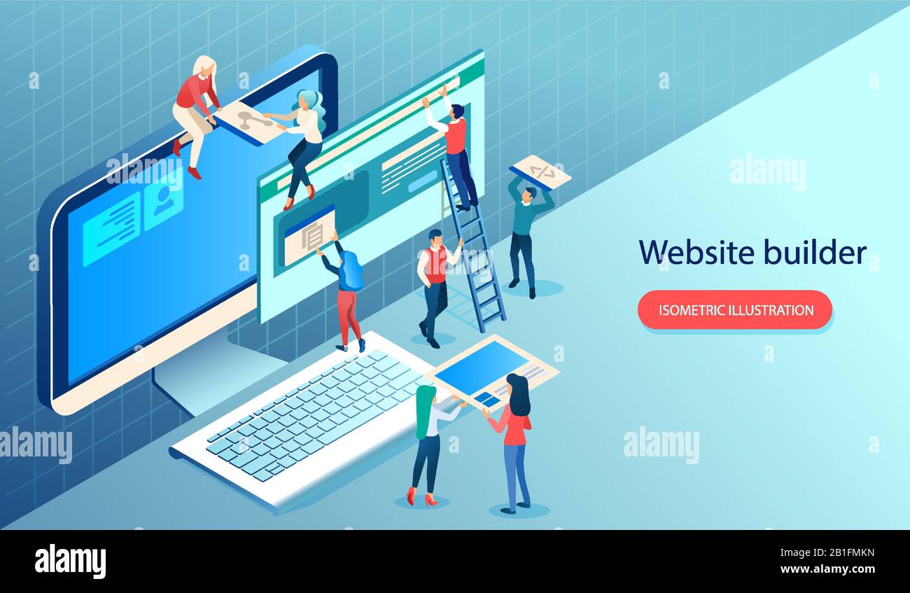 Vecteur des informaticiens, ingénieurs logiciels développant une nouvelle page Web Illustration de Vecteur