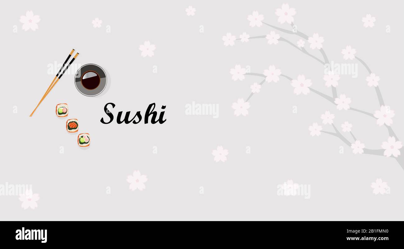 Création vectorielle de la bannière d'invitation du restaurant de sushis Illustration de Vecteur