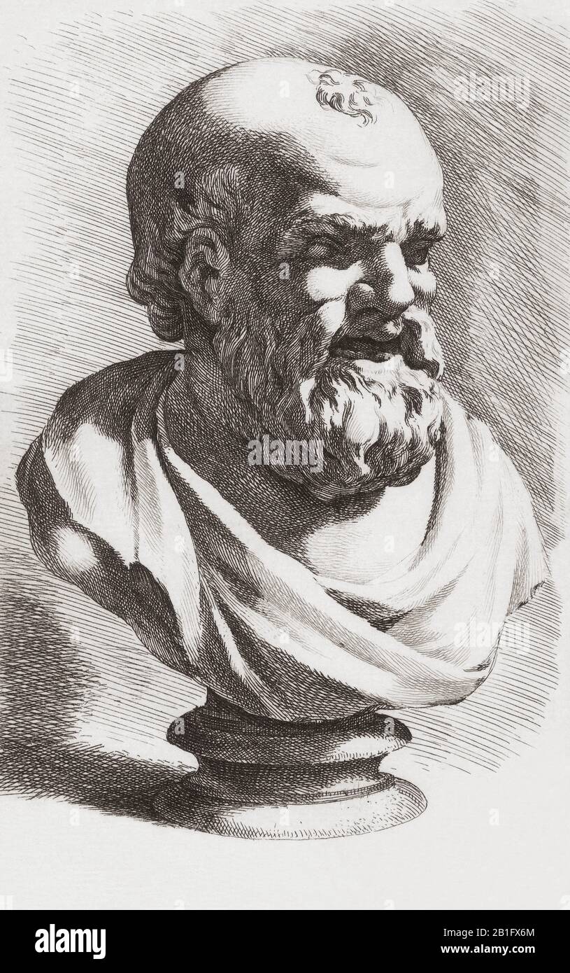 Democritus né vers 460 av. J.-C. décédé vers 370 av. J.-C.. Philosophe grec. Banque D'Images