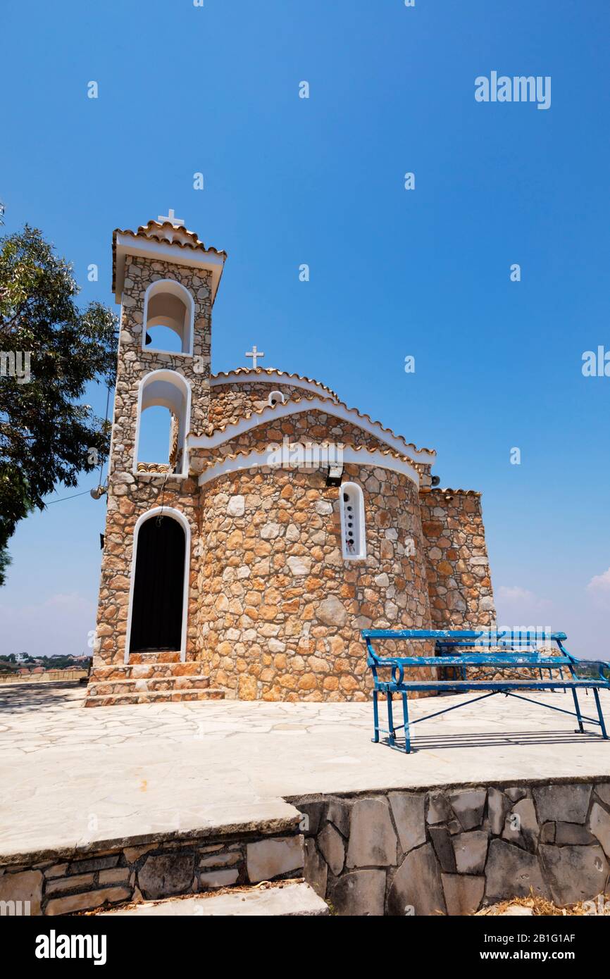 L'église perchée de Prophète Elias, Protarus et Paralimni, Chypre. Banque D'Images