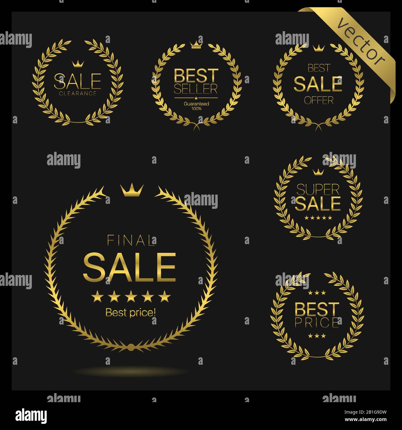 Les icônes de couronne d'or Illustration de Vecteur