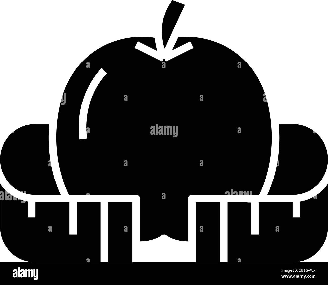 Apple mesure l'icône noire, l'illustration conceptuelle, le symbole vectoriel plat, le signe glyphe. Illustration de Vecteur